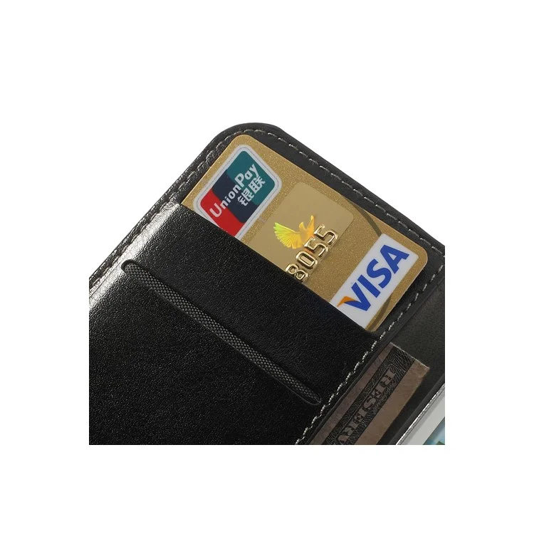 Black Crazy Horse Leather Wallet Cover for Samsung Galaxy S Duos S7562 / Ace II X S7560M S7560