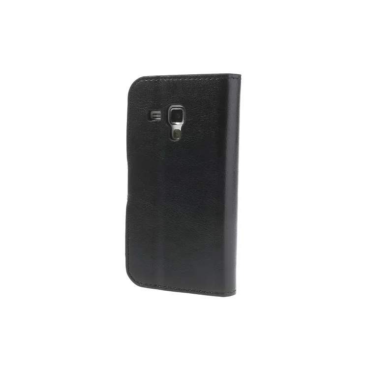 Black Crazy Horse Leather Wallet Cover for Samsung Galaxy S Duos S7562 / Ace II X S7560M S7560 / S7580 / S7582