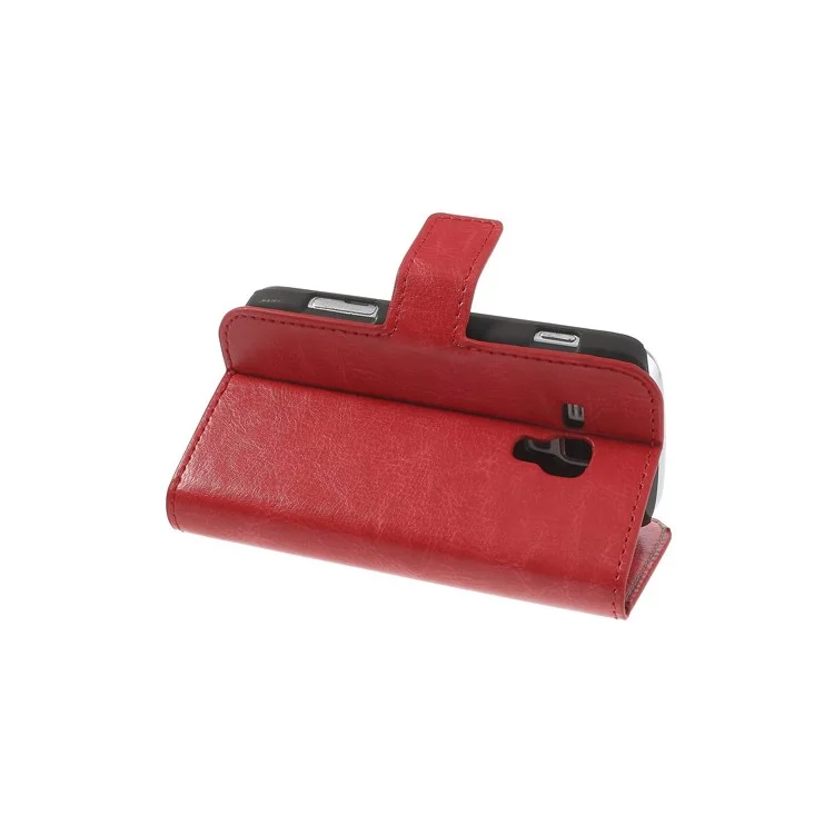 Red Crazy Horse Leather Wallet Case for Samsung Galaxy S Duos S7562 / Ace II X S7560M S7560