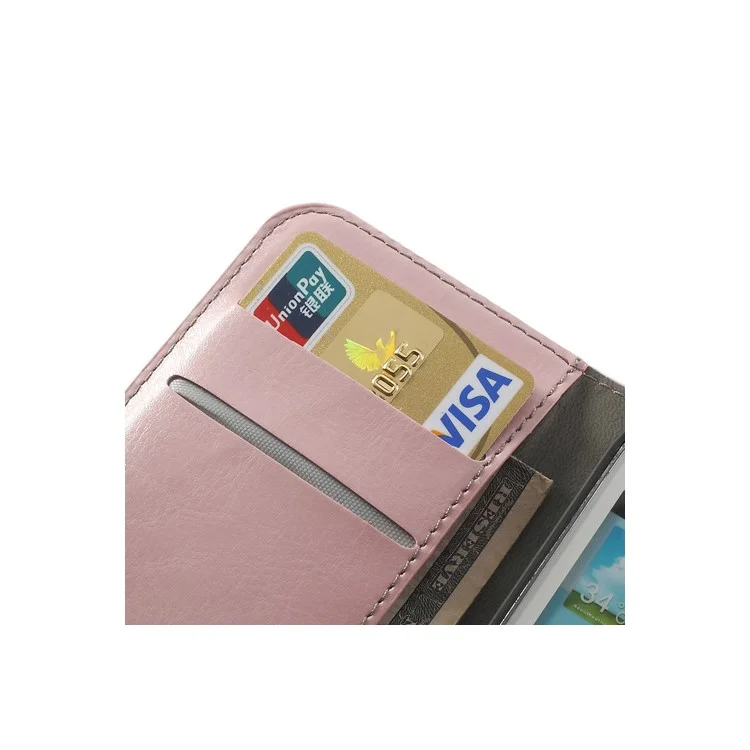 Pink Crazy Horse Leather Wallet Case for Samsung Galaxy Ace 2 X S7560M S7560 / S Duos S7562