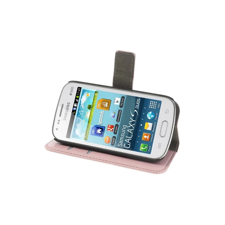Pink Crazy Horse Leather Wallet Case for Samsung Galaxy Ace 2 X S7560M S7560 / S Duos S7562