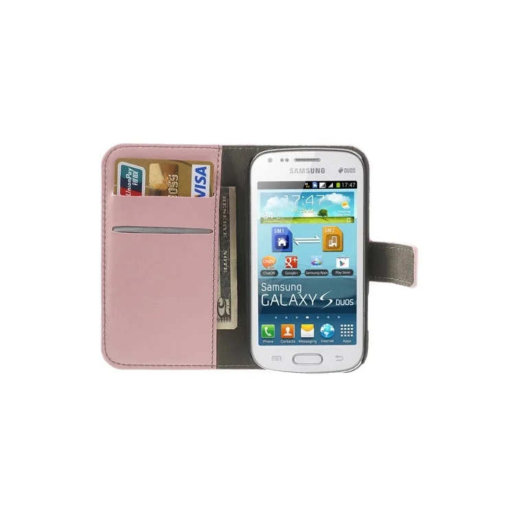 Pink Crazy Horse Leather Wallet Case for Samsung Galaxy Ace 2 X S7560M S7560 / S Duos S7562