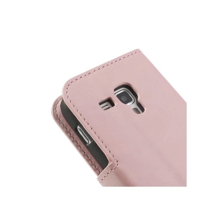 Pink Crazy Horse Leather Wallet Case for Samsung Galaxy Ace 2 X S7560M S7560 / S Duos S7562