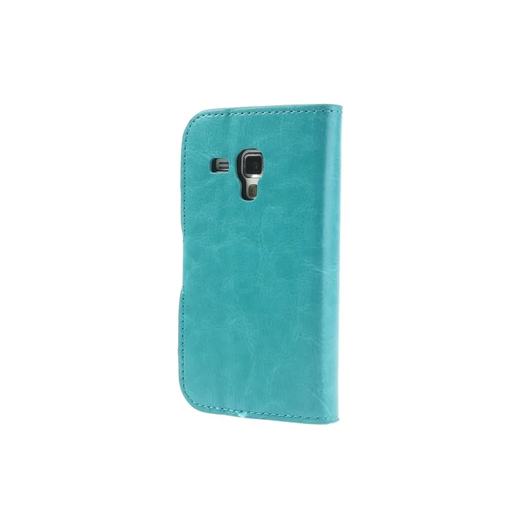 Light Blue Crazy Horse Leather Wallet Case for Samsung Galaxy Ace II X S7560M S7560 / S Duos S7562