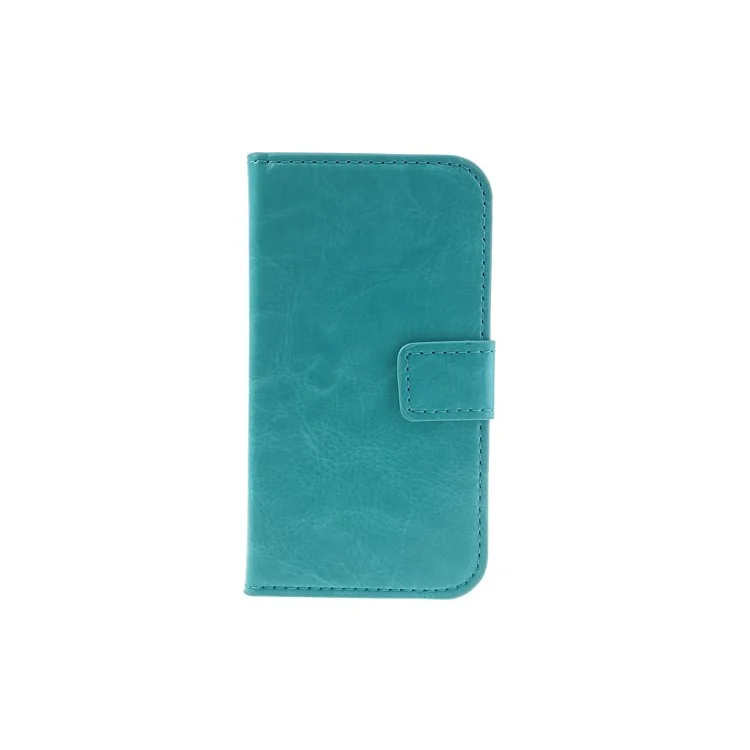 Light Blue Crazy Horse Leather Wallet Case for Samsung Galaxy Ace II X S7560M S7560 / S Duos S7562