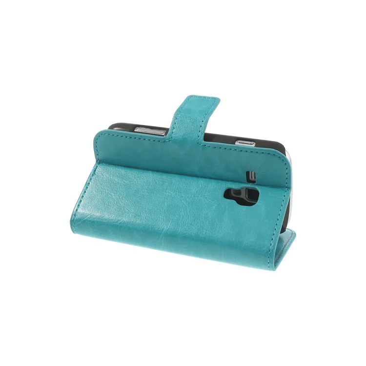 Light Blue Crazy Horse Leather Wallet Case for Samsung Galaxy Ace II X S7560M S7560 / S Duos S7562