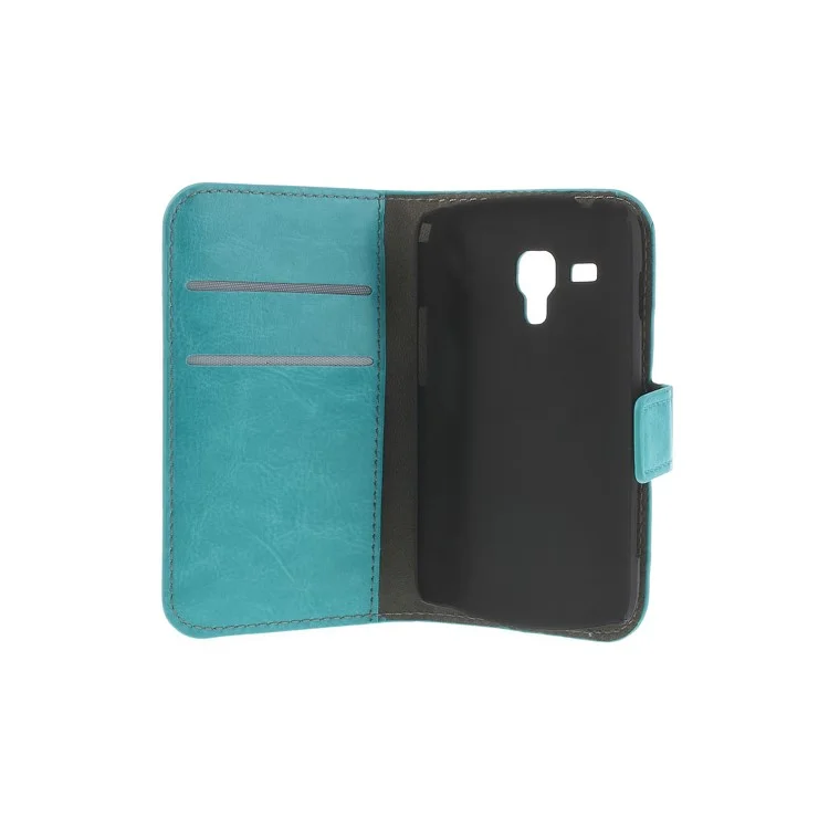 Light Blue Crazy Horse Leather Wallet Case for Samsung Galaxy Ace II X S7560M S7560 / S Duos S7562