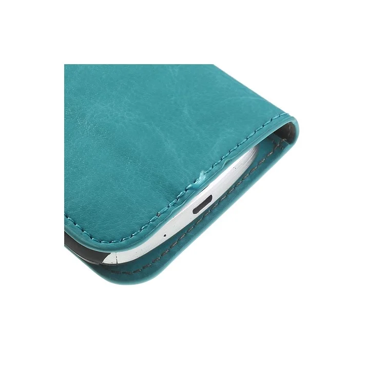 Light Blue Crazy Horse Leather Wallet Case for Samsung Galaxy Ace II X S7560M S7560 / S Duos S7562