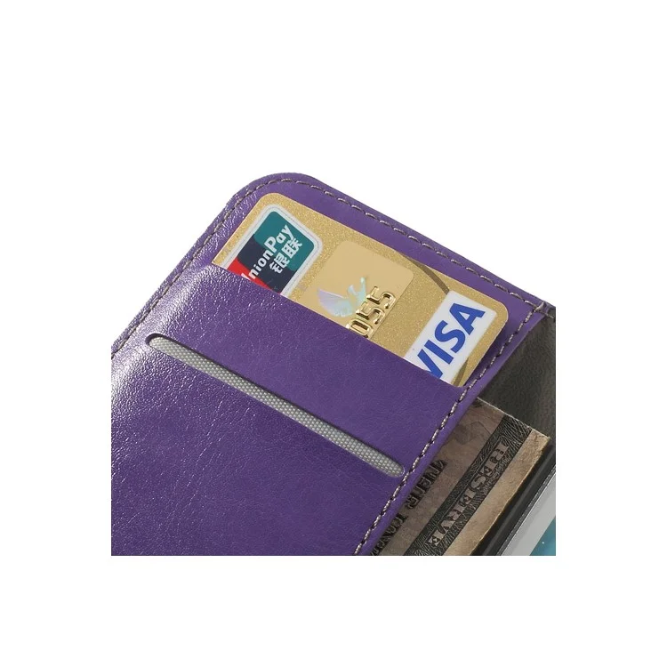 Purple Crazy Horse Leather Wallet Case for Samsung Galaxy Ace II X S7560M S7560 / S Duos S7562