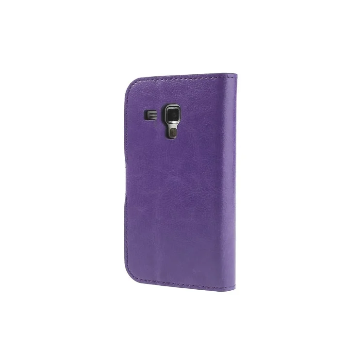 Purple Crazy Horse Leather Wallet Case for Samsung Galaxy Ace II X S7560M S7560 / S Duos S7562