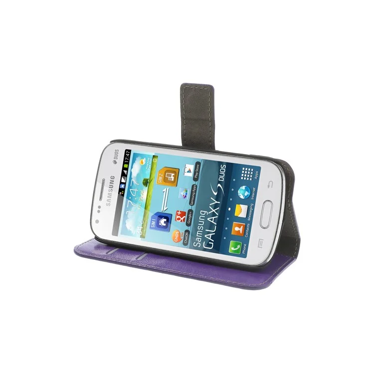 Purple Crazy Horse Leather Wallet Case for Samsung Galaxy Ace II X S7560M S7560 / S Duos S7562