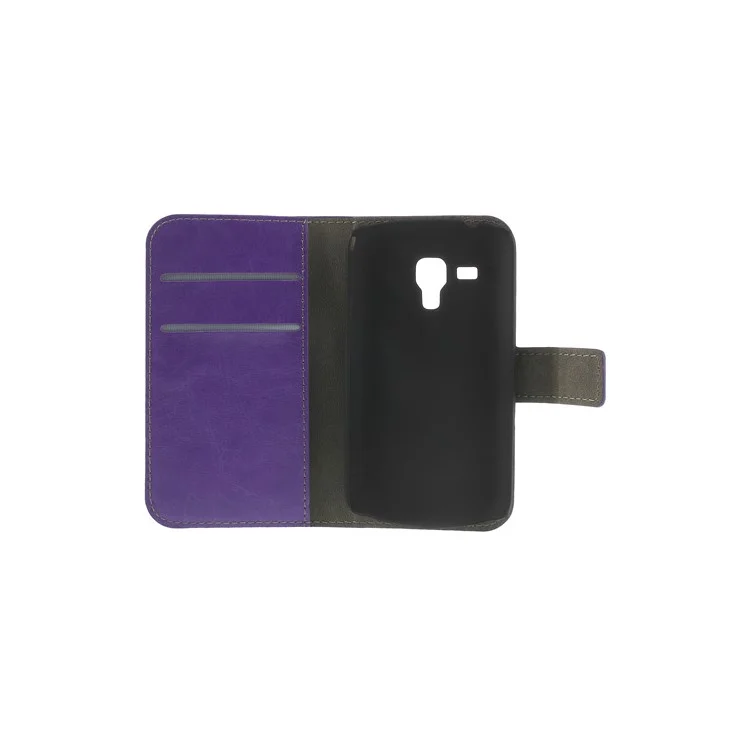 Purple Crazy Horse Leather Wallet Case for Samsung Galaxy Ace II X S7560M S7560 / S Duos S7562