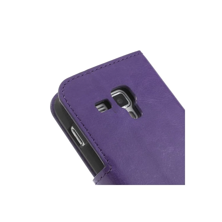 Purple Crazy Horse Leather Wallet Case for Samsung Galaxy Ace II X S7560M S7560 / S Duos S7562