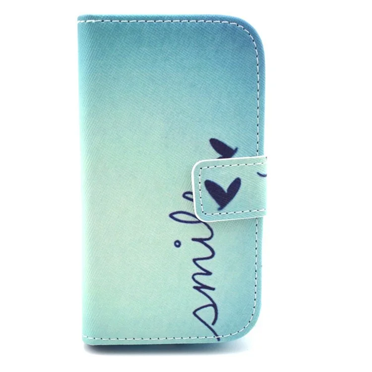 Smile Love Heart Wallet Leather Stand Cover for Samsung Galaxy S Duos S7562 S7582 S7560