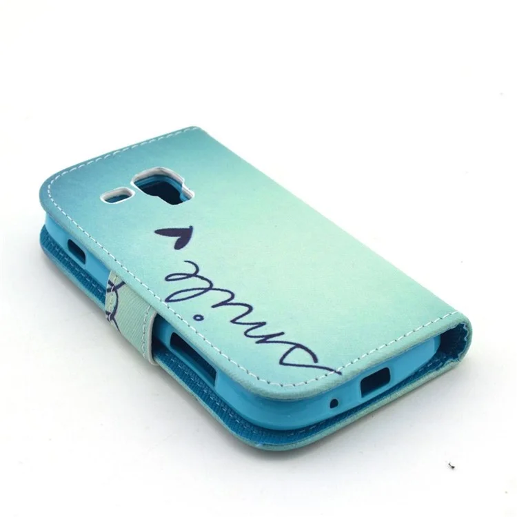 Smile Love Heart Wallet Leather Stand Cover for Samsung Galaxy S Duos S7562 S7582 S7560