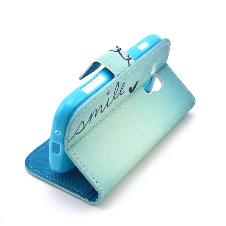 Smile Love Heart Wallet Leather Stand Cover for Samsung Galaxy S Duos S7562 S7582 S7560