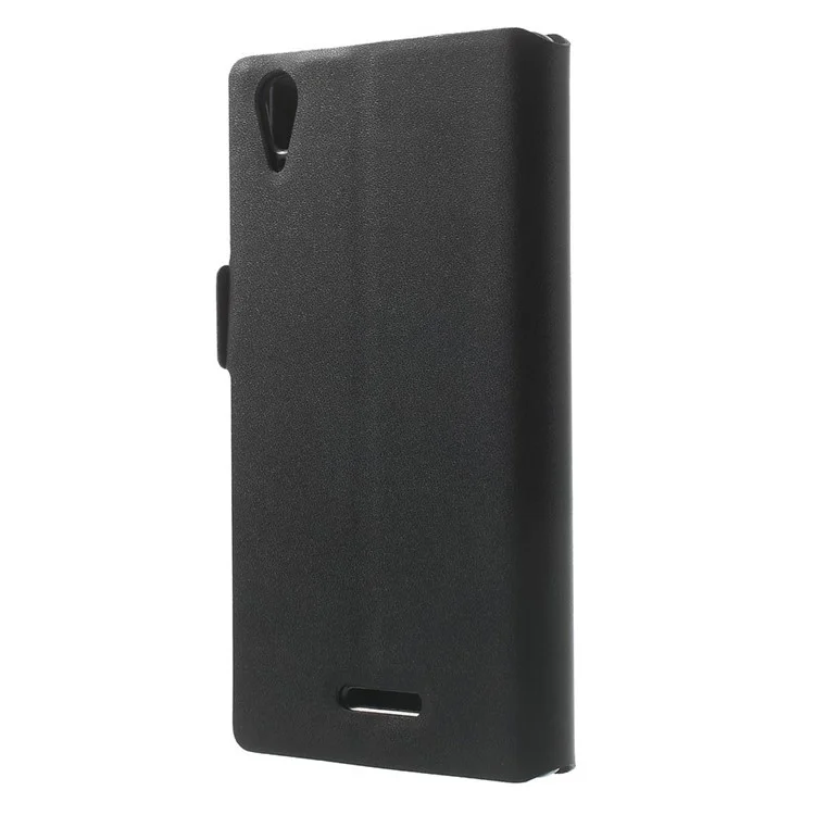 Doormoon Genuine Leather Stand Case for Sony Xperia T3 D5102 D5103 D5106 - Black