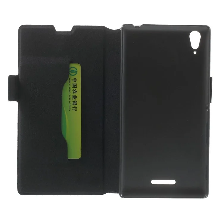 Doormoon Genuine Leather Stand Case for Sony Xperia T3 D5102 D5103 D5106 - Black