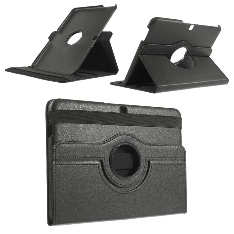 Black Litchi Leather 360 Degree Rotary Stand Case for Samsung Galaxy Tab 4 10.1 T531 T530 T535