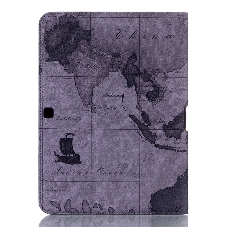 Grey World Map Leather Stand Folio Cover for Samsung Galaxy Tab 4 10.1 T531 T530 T535