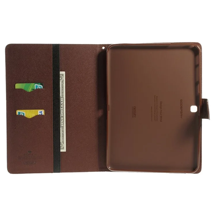 Mercury Fancy Diary Stand Leather Case w/ Card Slots for Samsung Galaxy Tab 4 10.1 T531 T530 T535 - Black