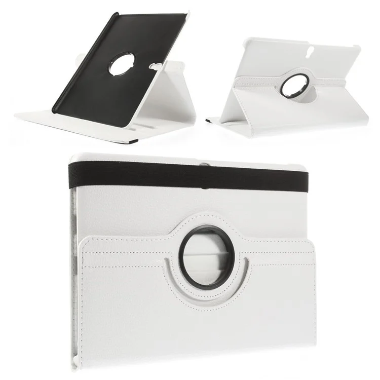 Rotary Stand Litchi Grain Leather Cover for Samsung Galaxy Tab S 10.5-inch SM-T800 - White