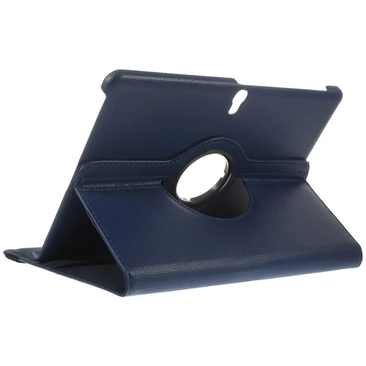 Litchi Grain for Samsung Galaxy Tab S 10.5-inch SM-T800 Leather Rotary Stand Case - Dark Blue