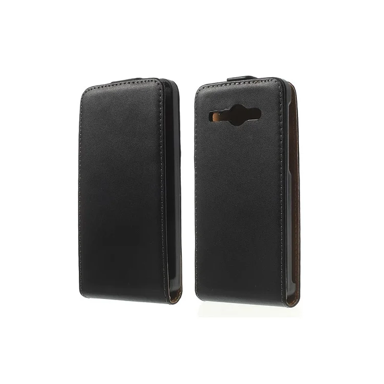 Genuine Split Leather Vertical Flip Case for Huawei Ascend Y530 / C8813 - Black