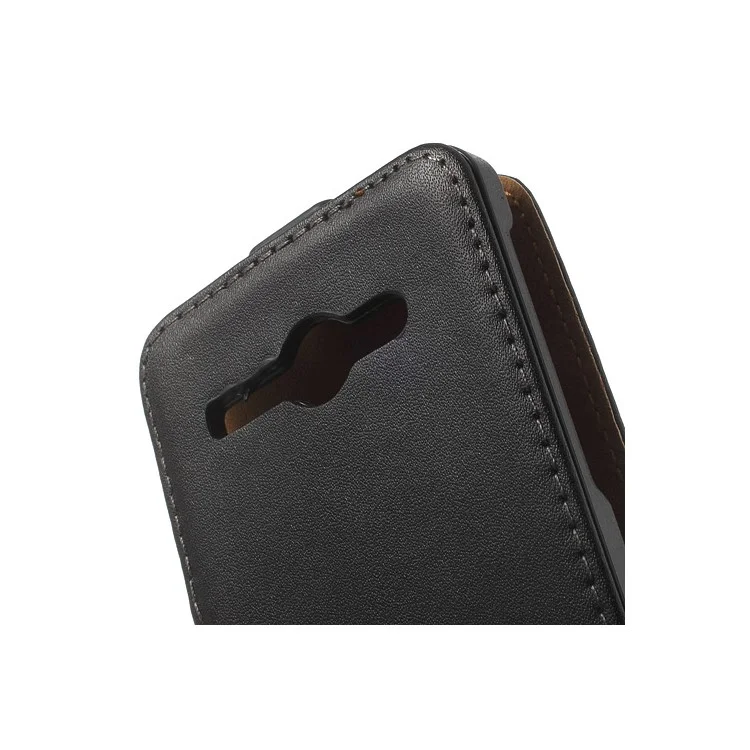 Genuine Split Leather Vertical Flip Case for Huawei Ascend Y530 / C8813 - Black