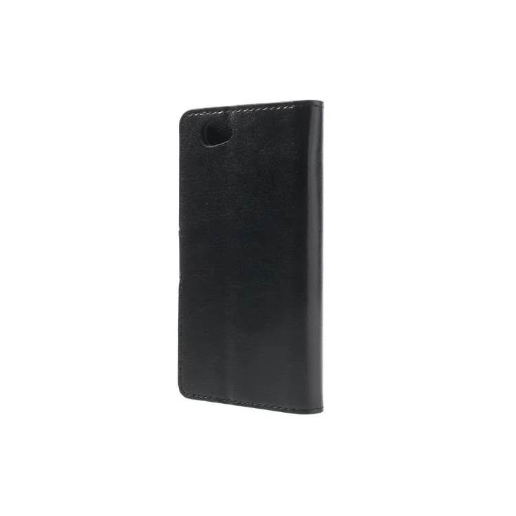 Crazy Horse Leather Wallet Cover Stand for Sony Xperia Z1 Compact D5503 - Black