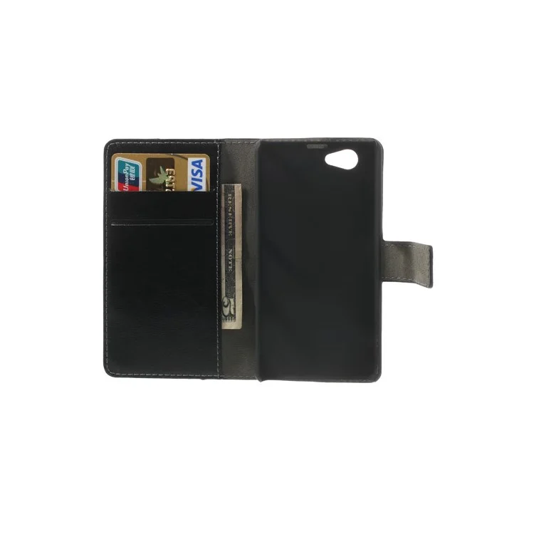 Crazy Horse Leather Wallet Cover Stand for Sony Xperia Z1 Compact D5503 - Black