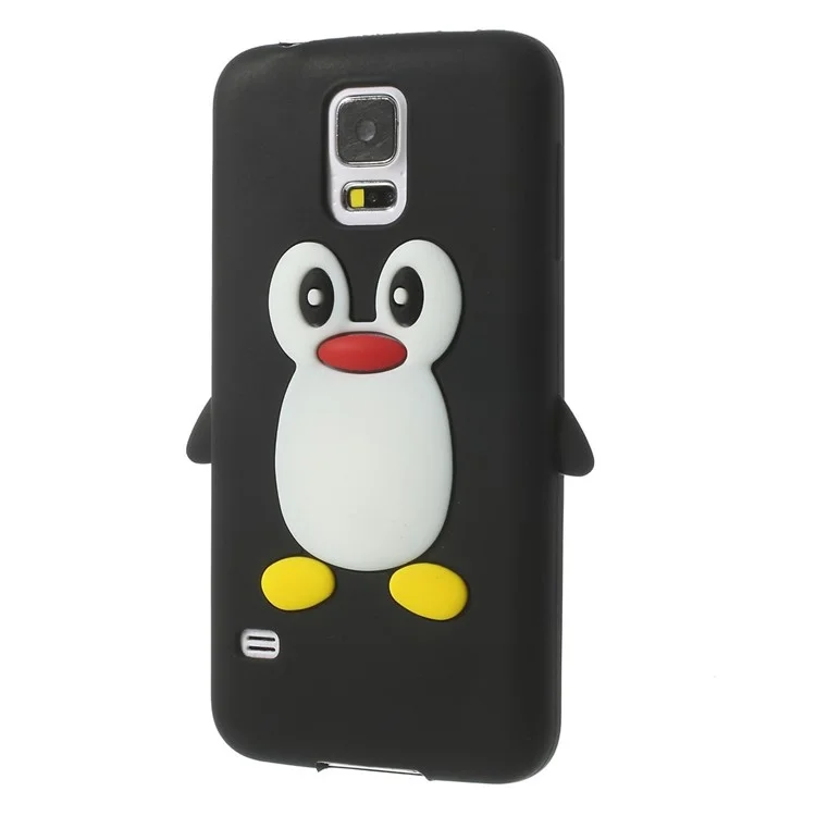 Adorable Penguin Silicone Case for Samsung Galaxy S5 G900 GS 5 - Black