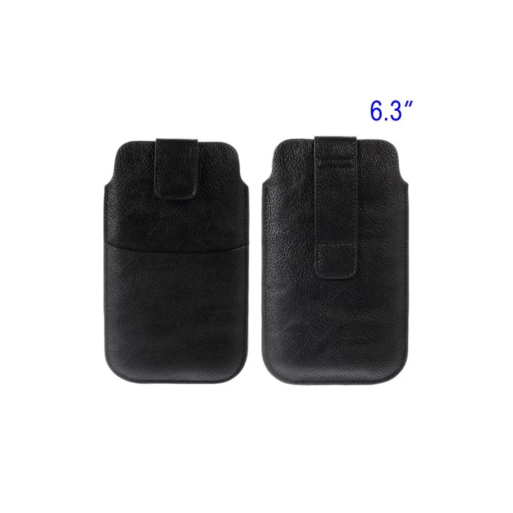 Black Card Slot Leather Pouch Case for Samsung Galaxy S5 G900 I9200 I9150 I9152 N7100 N9000 Etc, Size: 17.8 x 10.5cm