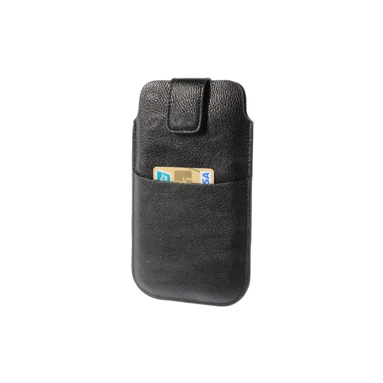 Black Card Slot Leather Pouch Case for Samsung Galaxy S5 G900 I9200 I9150 I9152 N7100 N9000 Etc, Size: 17.8 x 10.5cm