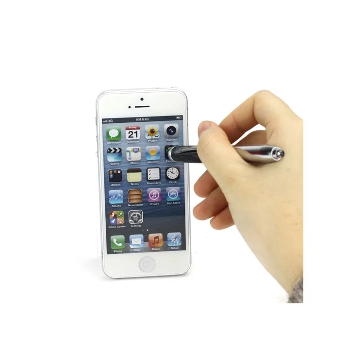 3 in 1 Stylus Touch Pen w/ Ballpoint Pen LED Flashlight for iPhone iPad iPod Samsung HTC LG Nokia - Black