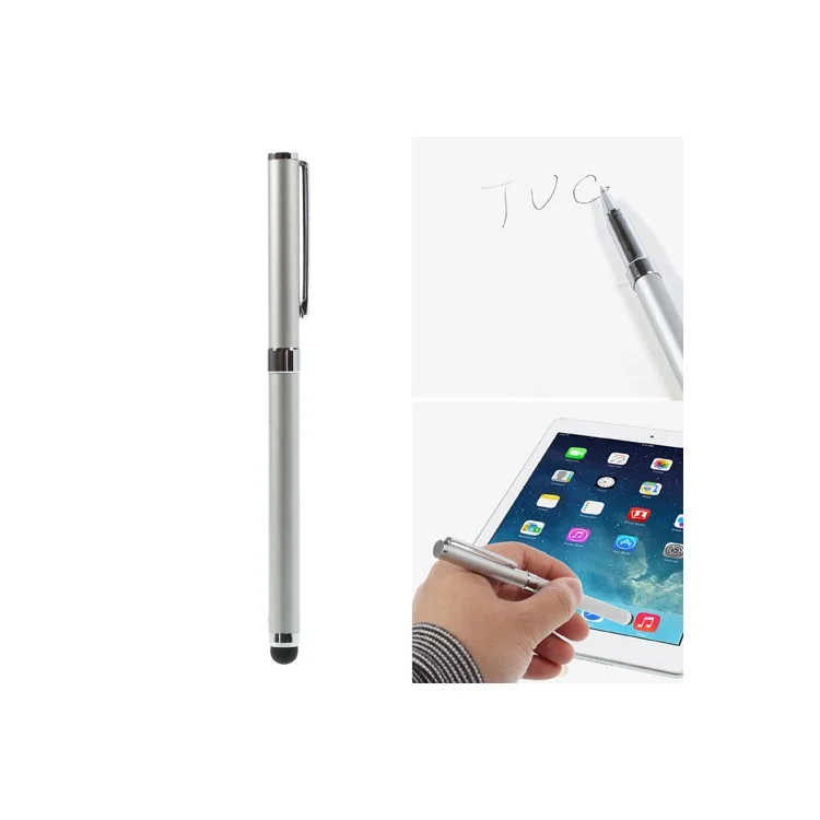 Silver Multi-functional Ballpoint & Stylus Pen for Capacitive Touch Screen Devices 14cm