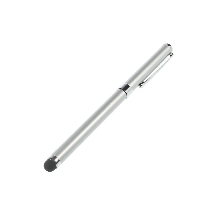 Silver Multi-functional Ballpoint & Stylus Pen for Capacitive Touch Screen Devices 14cm