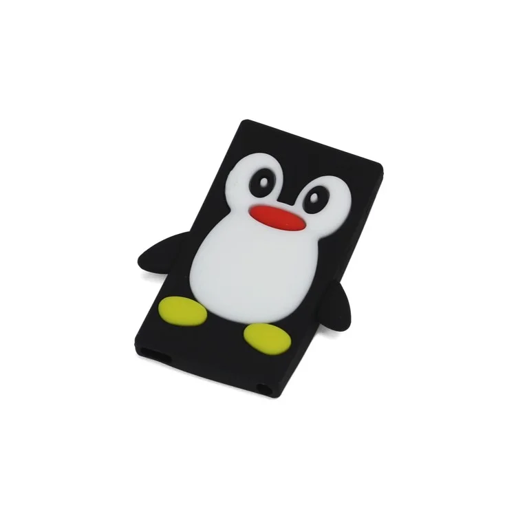3D Penguin Flex Soft Silicone Back Cover Case for iPod Nano 7 - Black
