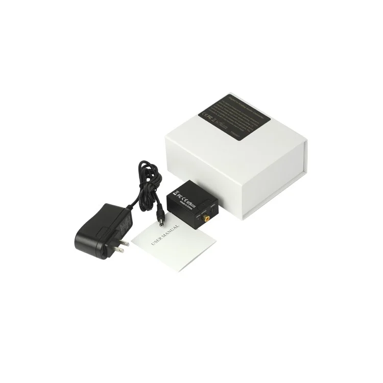 Digital Optical Coax Coaxial Toslink to Analog RCA L/R Audio Converter Adapter