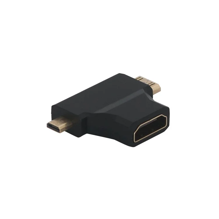 Combo Micro HDMI Male & Mini HDMI Male to HDMI Female 2 in1 Adapter
