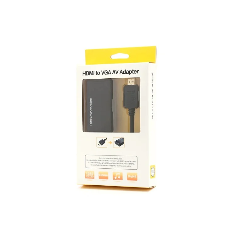 1080P HDMI Male to VGA Female AV Audio Video Converter Adapter + DC 5V USB Power Cable