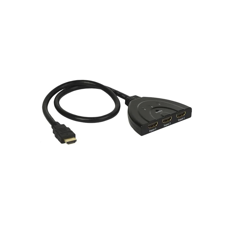 3-port 3x1 Pigtail Audio Video HDMI Intelligent Switcher Splitter Cable Up to 1080p 2.5Gbps