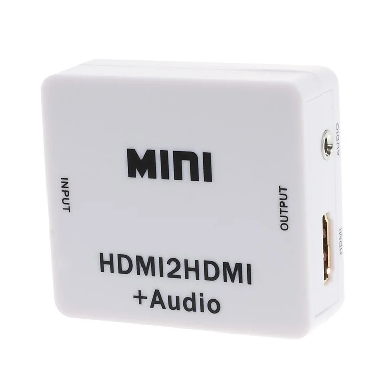 Mini Full HD 1080P HDMI to HDMI Video Adapter + Audio Decoder Converter - White