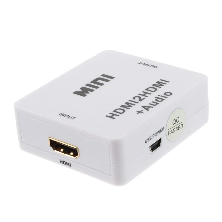 Mini Full HD 1080P HDMI to HDMI Video Adapter + Audio Decoder Converter - White