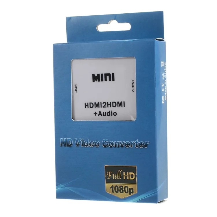 Mini Full HD 1080P HDMI to HDMI Video Adapter + Audio Decoder Converter - White