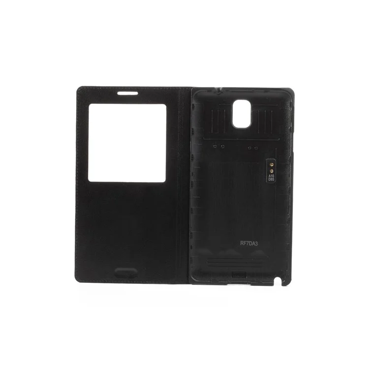 S View Window Smart Leather Battery Cover for Samsung Galaxy Note 3 N9005 N9002 N9000 - Black