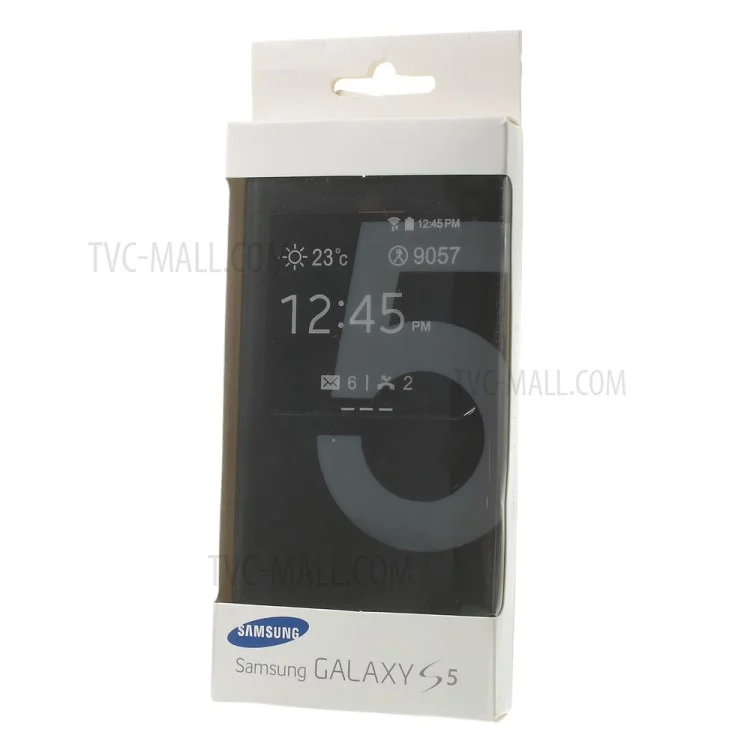 Black Window View Leather Flip Smart Battery Door Cover for Samsung Galaxy S5 G900