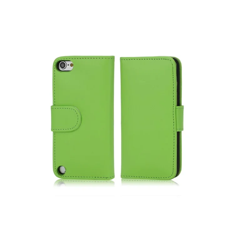 Magnetic Leather Card Wallet Style Case Cover for iPod Touch 5 - Green