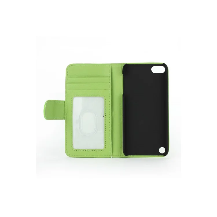 Magnetic Leather Card Wallet Style Case Cover for iPod Touch 5 - Green