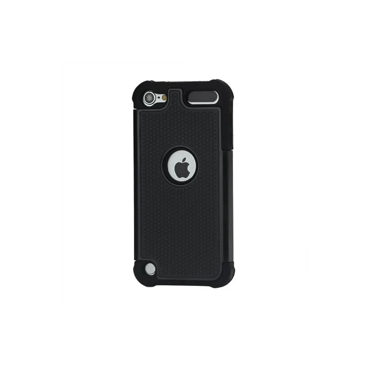 Football Grain Combo Silicone and Plastic Hard Defender Case for iPod Touch 5 - Black